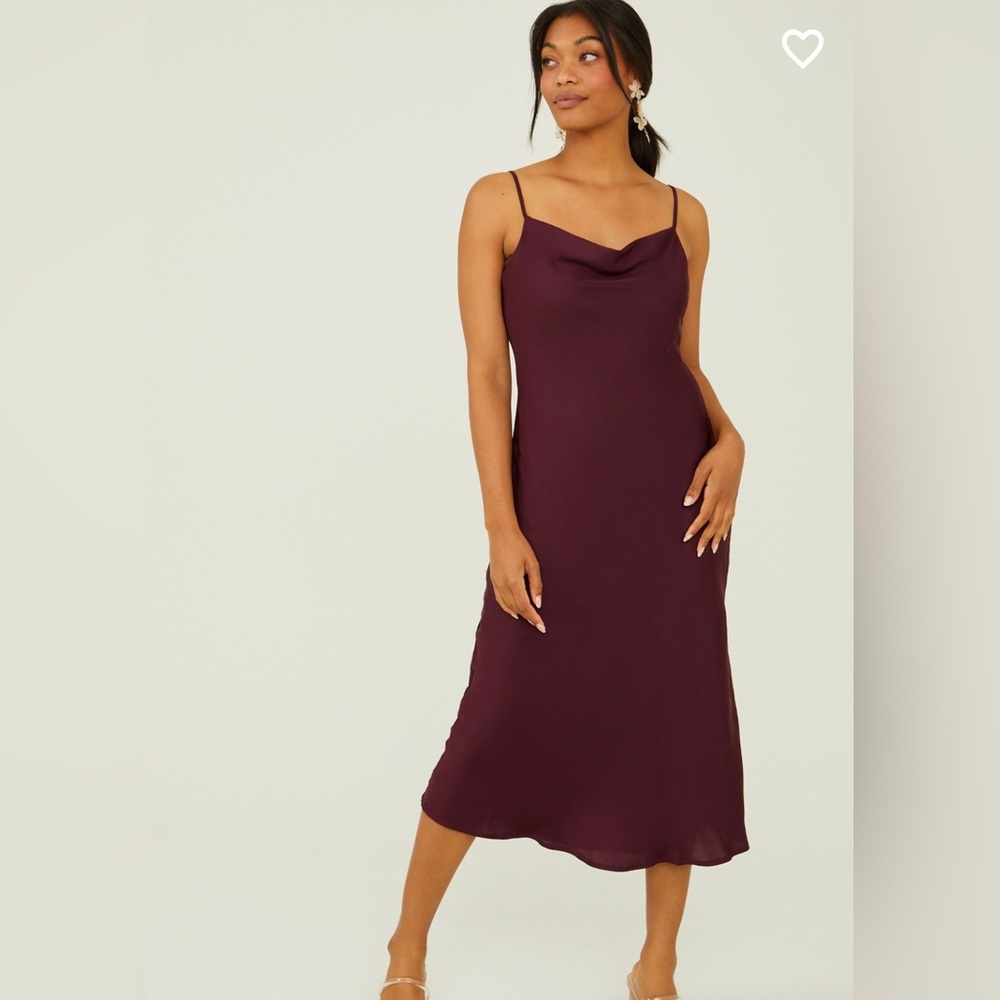 NWT Altar’d State Blythe Satin Slip Midi Dress Winetasting XS